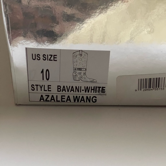 AZALEA WANG Bavani Rhinestone Silver and White Western Boot New in Box Sz 10 - Picture 6 of 12